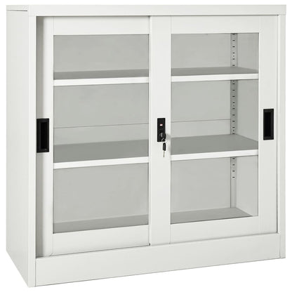 Sliding Door Cabinet Light Grey 90x40x90 cm Steel