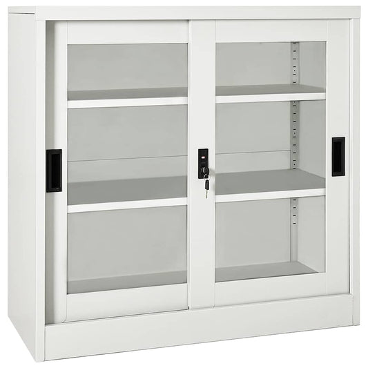 Sliding Door Cabinet Light Grey 90x40x90 cm Steel