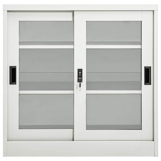 Sliding Door Cabinet Light Grey 90x40x90 cm Steel
