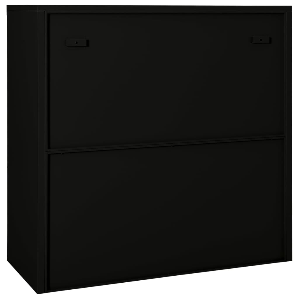 Sliding Door Cabinet Black 35.4"x15.7"x35.4" Steel