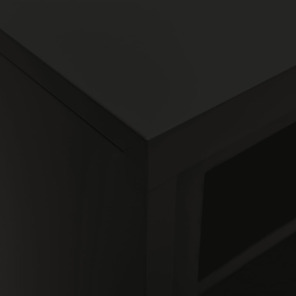 Sliding Door Cabinet Black 35.4"x15.7"x35.4" Steel