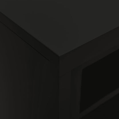 Sliding Door Cabinet Black 35.4"x15.7"x35.4" Steel