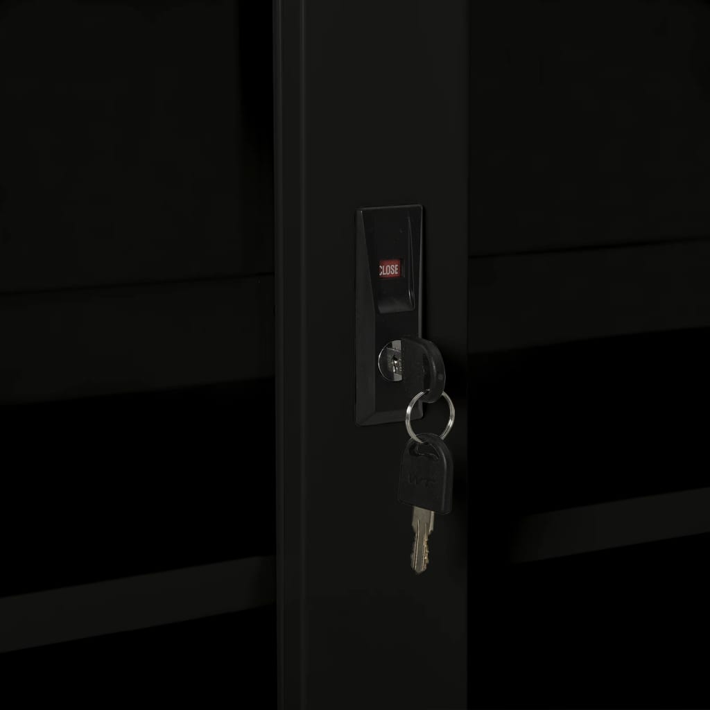 Sliding Door Cabinet Black 35.4"x15.7"x35.4" Steel