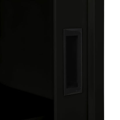 Sliding Door Cabinet Black 35.4"x15.7"x35.4" Steel