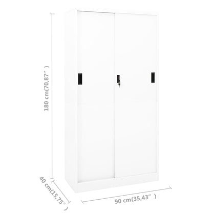 Office Cabinet | White | Steel | 90x40x180 cm | Sliding Components