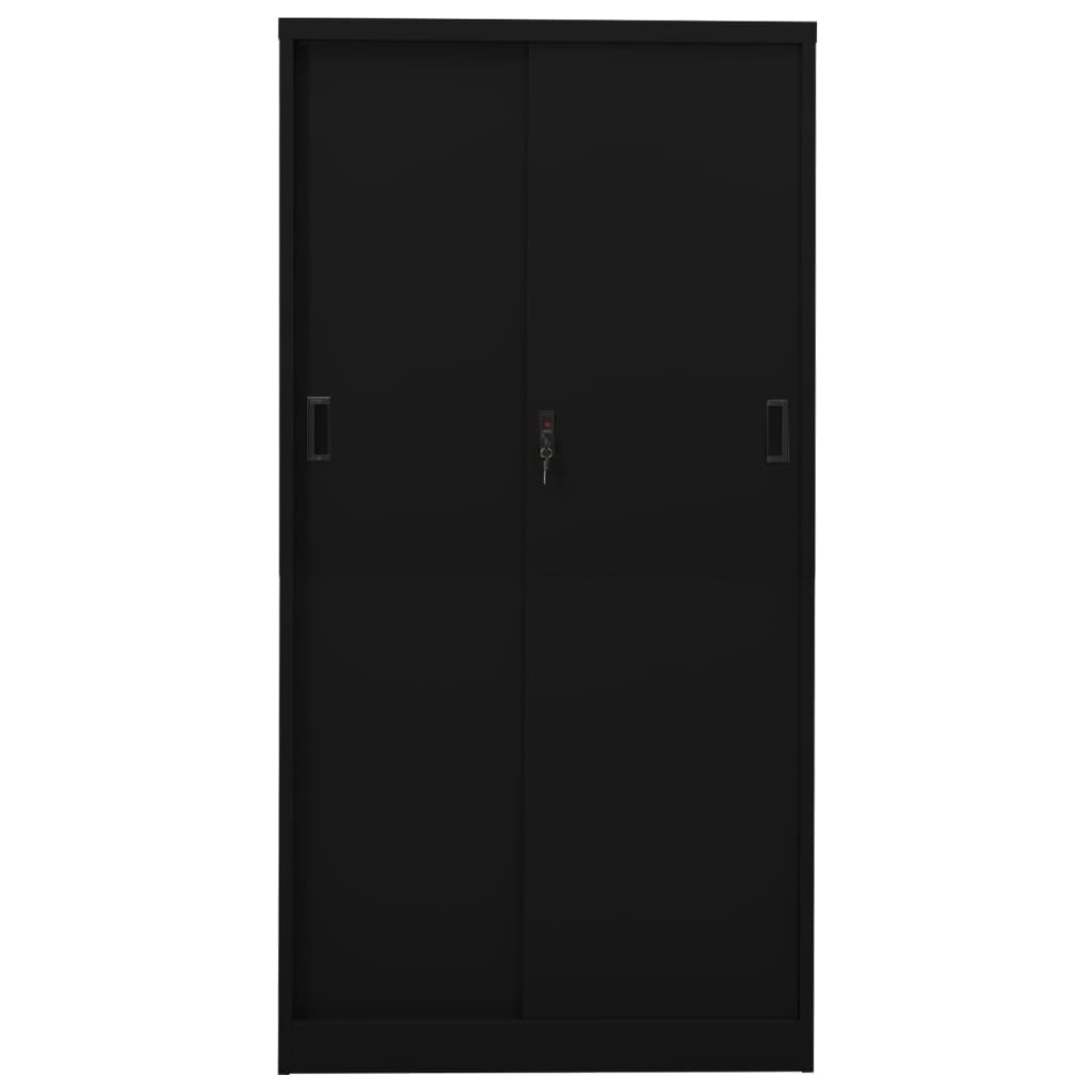 Office Cabinet | Black | Steel | Large | Height-Adjustable Shelves