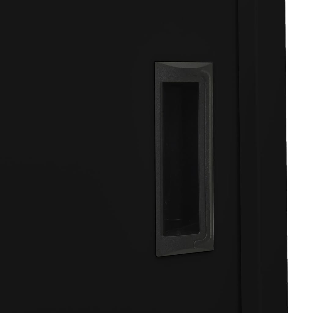 Office Cabinet | Black | Steel | Large | Height-Adjustable Shelves