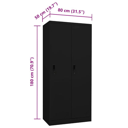 Wardrobe Black 80x50x180 cm Steel