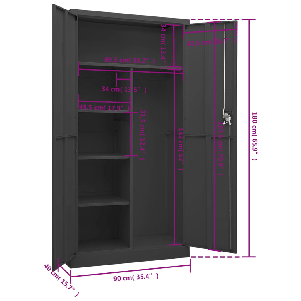 Locker Cabinet | Anthracite | Steel | Locker Cabinet | Rectangular