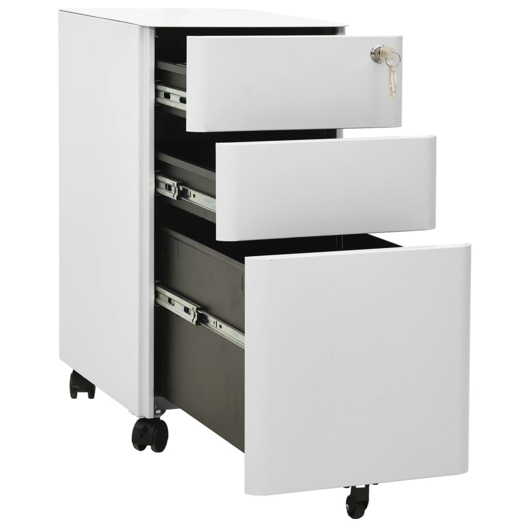 File Cabinet | Light grey | Steel | Slides under a desk