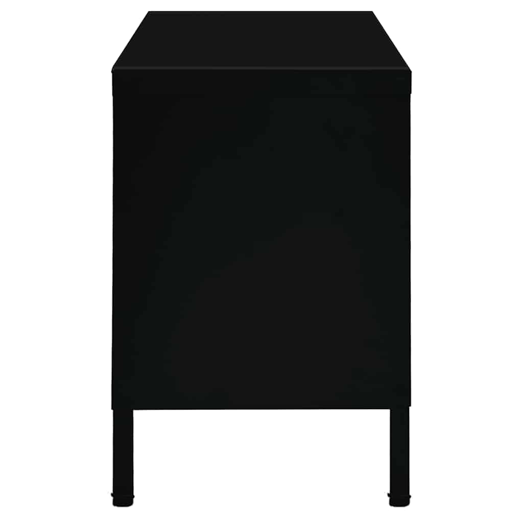 TV Cabinet | Black | Black powder-coated steel, tempered glass