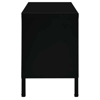 TV Cabinet | Black | Black powder-coated steel, tempered glass