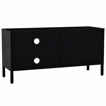 TV Cabinet | Black | Black powder-coated steel, tempered glass