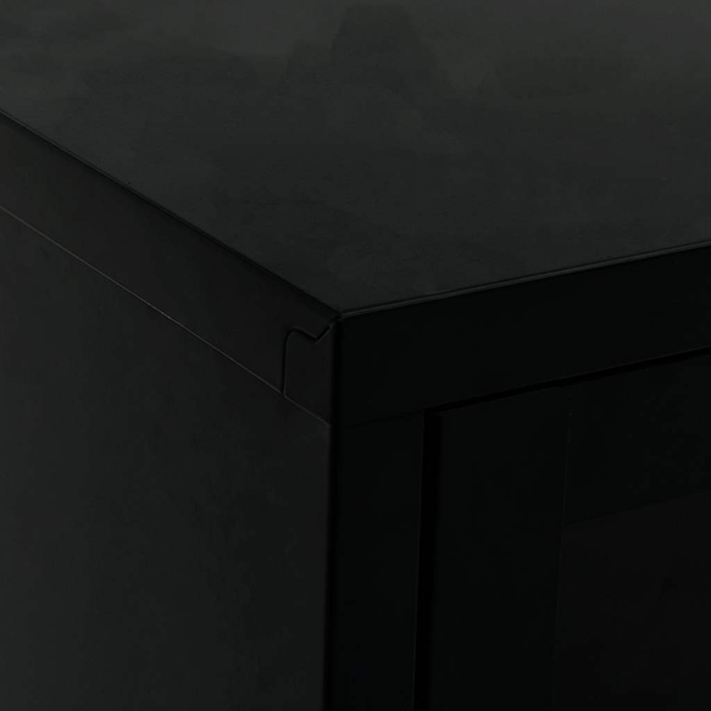 TV Cabinet | Black | Black powder-coated steel, tempered glass