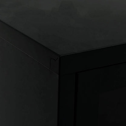 TV Cabinet | Black | Black powder-coated steel, tempered glass