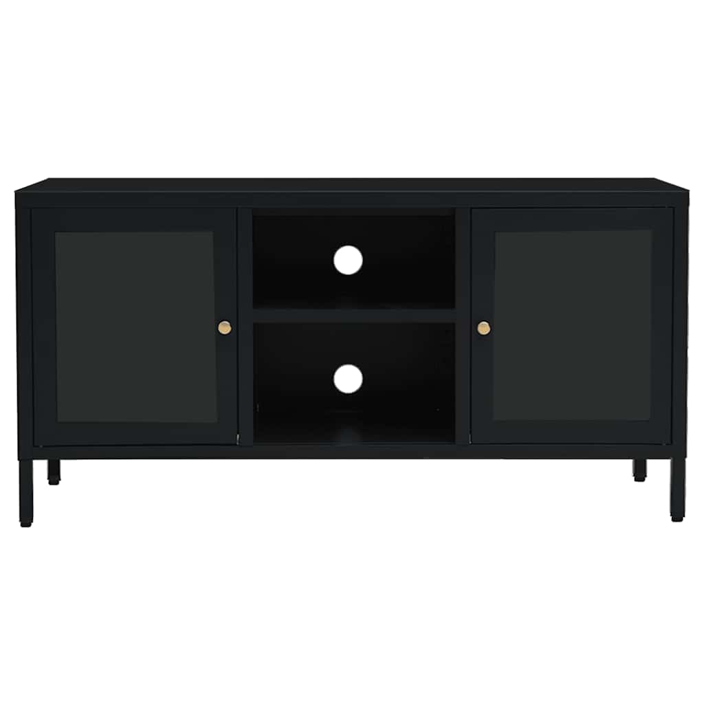 TV Cabinet | Black | Black powder-coated steel | Medium | Adjustable Feet
