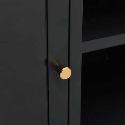 TV Cabinet | Black | Black powder-coated steel | Medium | Adjustable Feet