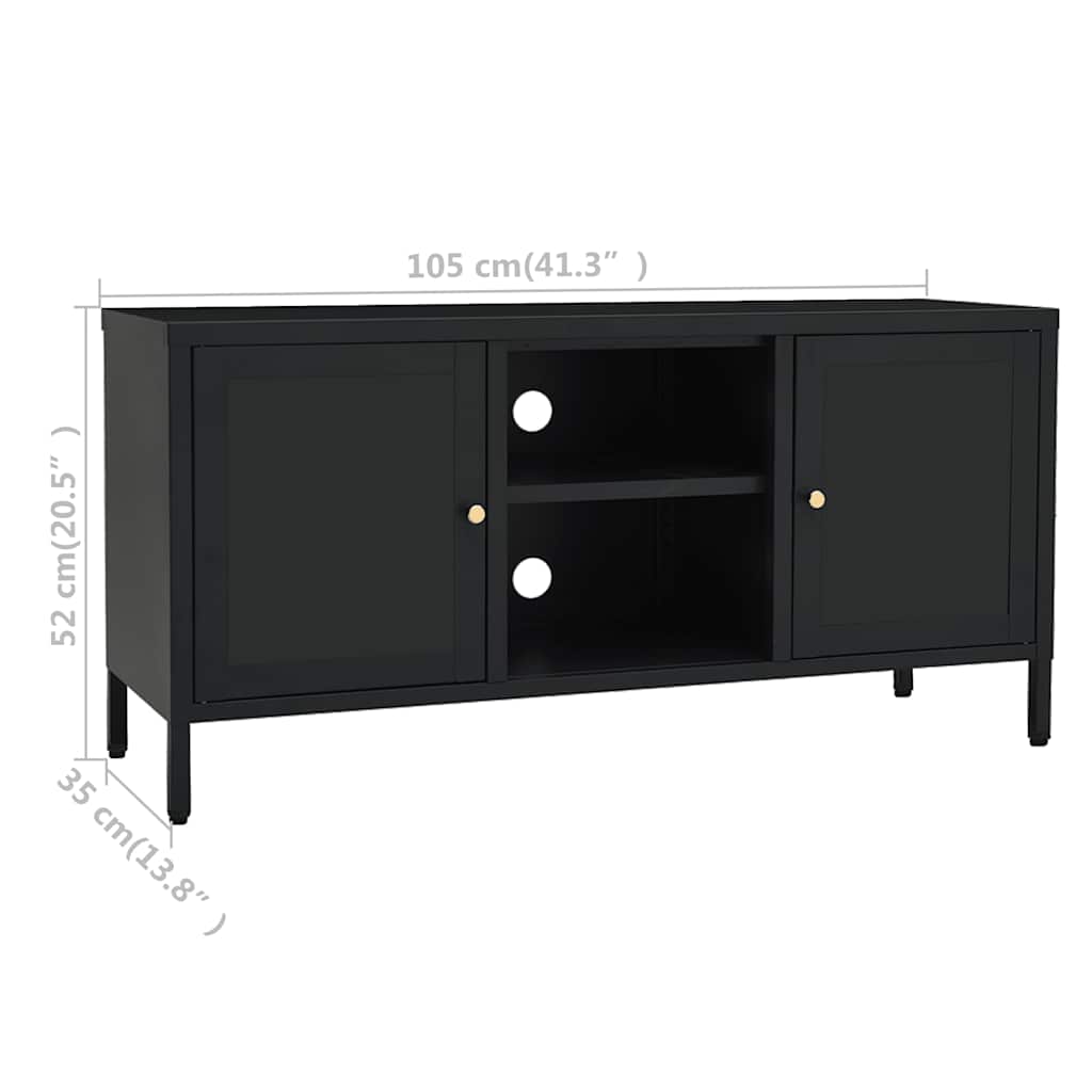 TV Cabinet | Black | Black powder-coated steel | Medium | Adjustable Feet