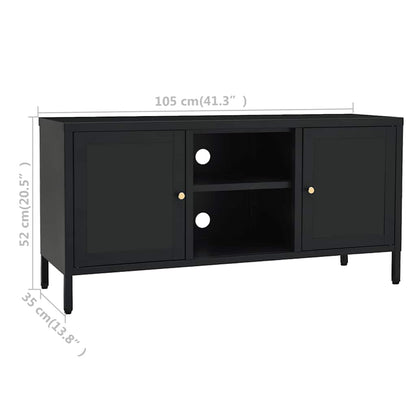 TV Cabinet | Black | Black powder-coated steel | Medium | Adjustable Feet