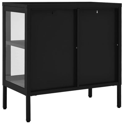 Sideboard Black 27.6"x13.8"x27.6" Steel and Glass