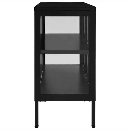 Sideboard Black 105x35x70 cm Steel and Glass