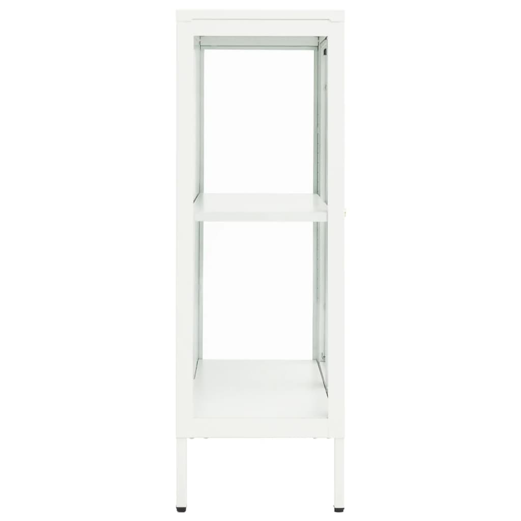 Sideboard White 75x35x105 cm Steel and Glass