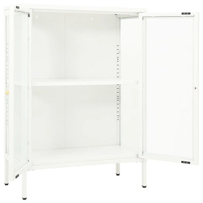 Sideboard White 75x35x105 cm Steel and Glass