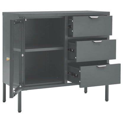 Sideboard Anthracite 75x35x70 cm Steel and Tempered Glass