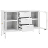 Sideboard White 41.3"x13.8"x27.6" Steel and Tempered Glass