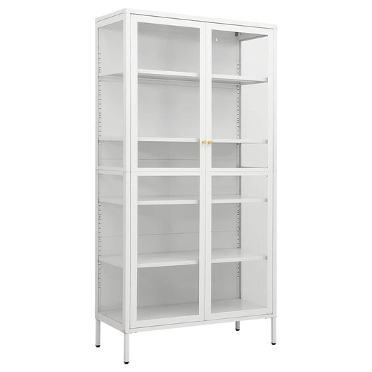 Display Cabinet | White | Steel, Tempered Glass | Large | Display Cabinet