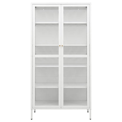 Display Cabinet White 90x40x180 cm Steel and Tempered Glass