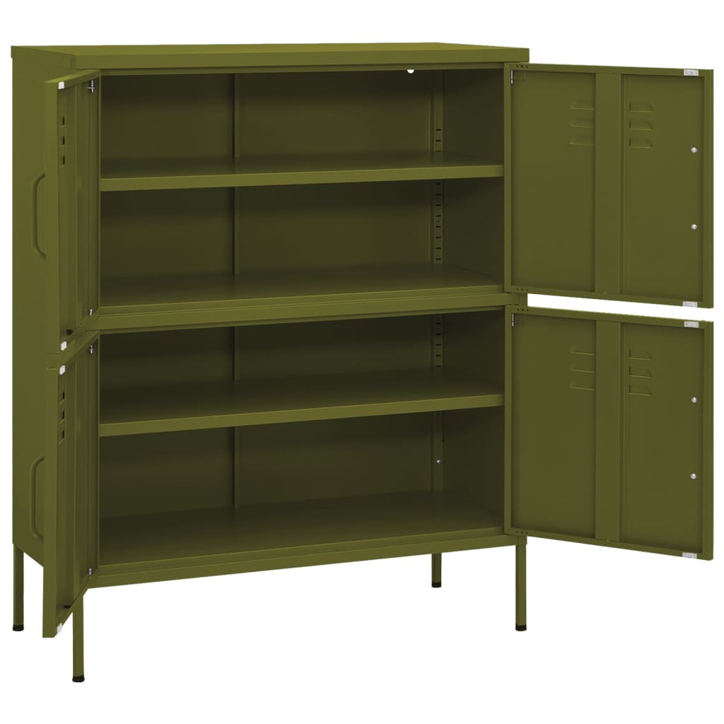 vidaXL Storage Cabinet Olive Green Steel Medium Stylish Storage