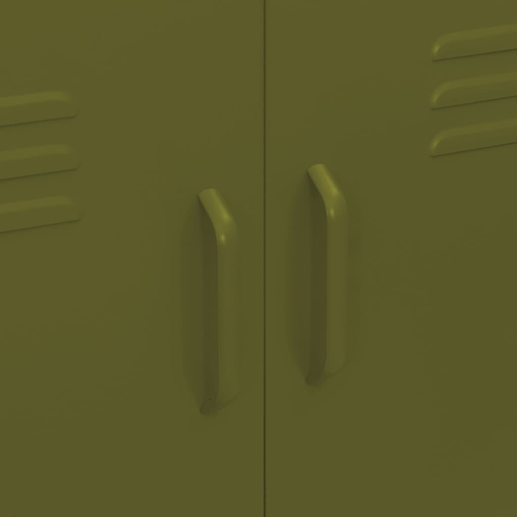 vidaXL Storage Cabinet Olive Green Steel Medium Stylish Storage