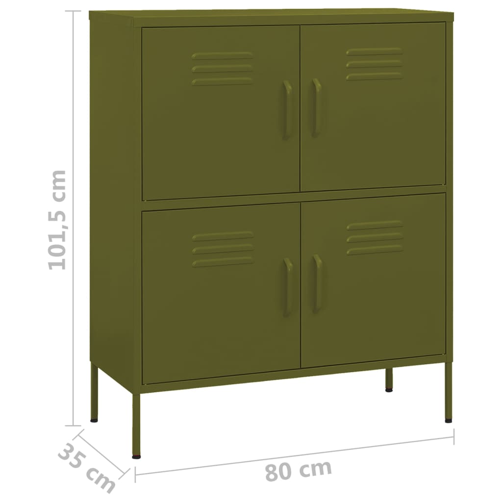 vidaXL Storage Cabinet Olive Green Steel Medium Stylish Storage