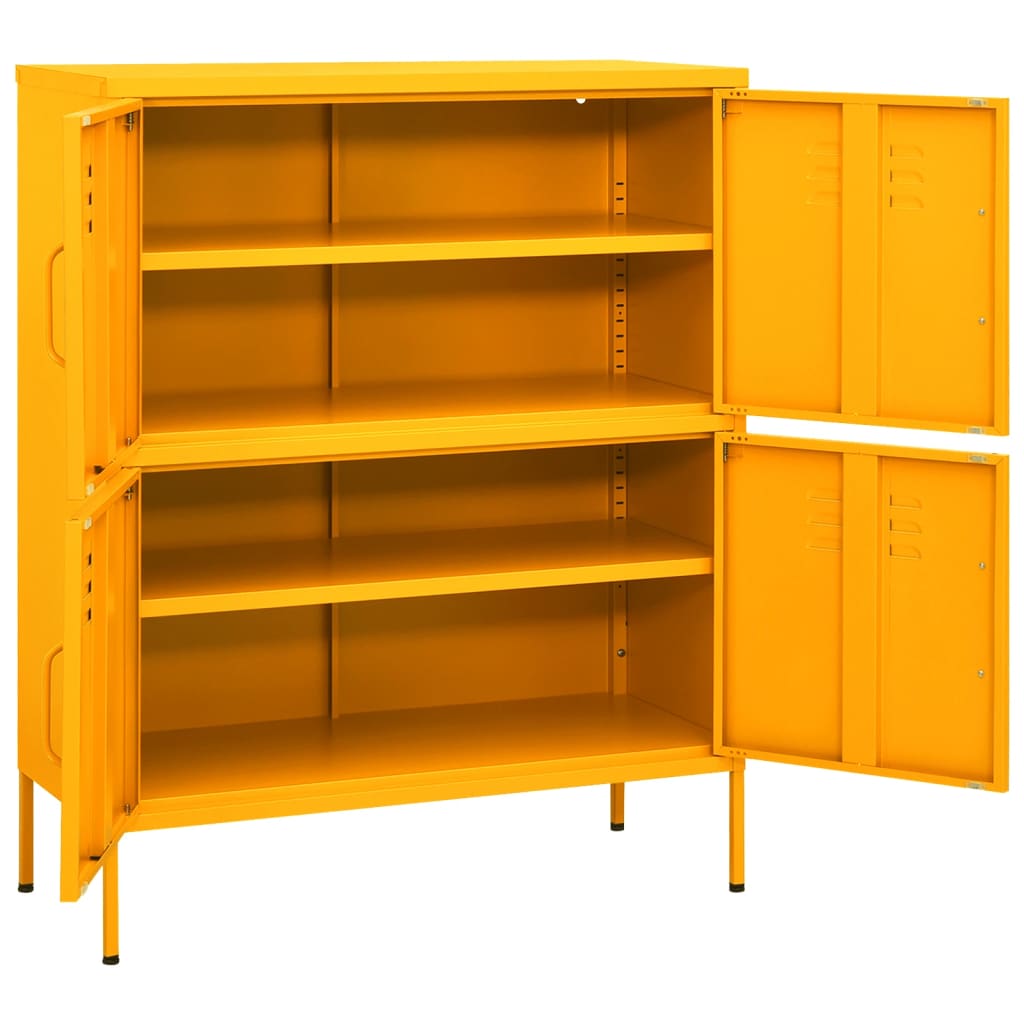 Storage Cabinet Mustard Yellow Steel Medium Storage Cabinet