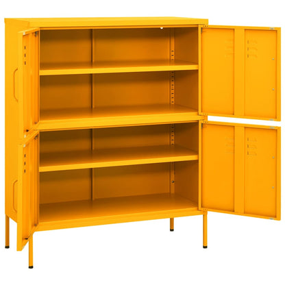 Storage Cabinet Mustard Yellow Steel Medium Storage Cabinet