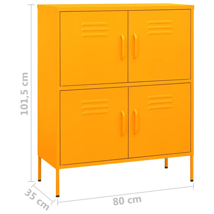 Storage Cabinet Mustard Yellow Steel Medium Storage Cabinet