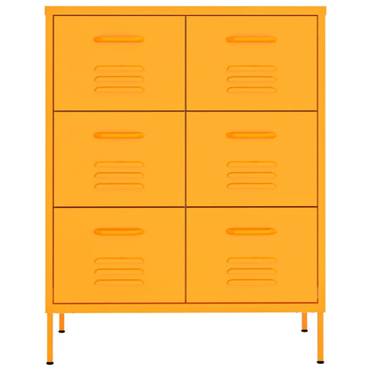 Drawer Cabinet Mustard Yellow 80x35x101.5 cm Steel