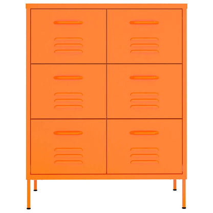 Drawer Cabinet Orange 80x35x101.5 cm Steel