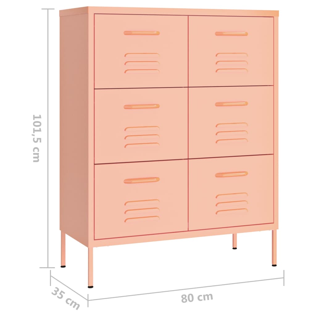 Drawer Cabinet Pink Steel Large Drawer Cabinet Rectangular