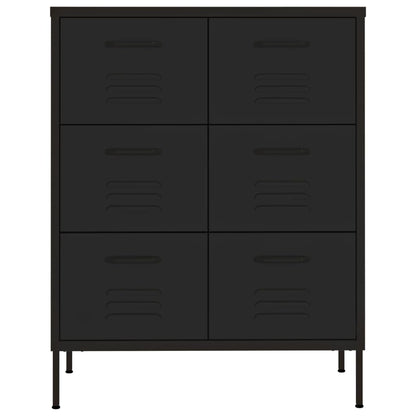 Drawer Cabinet Black 80x35x101.5 cm Steel