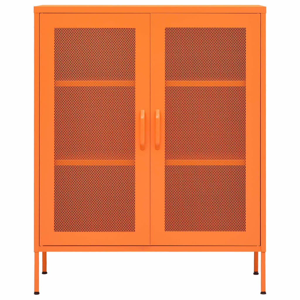 Storage Cabinet Orange Steel Medium Storage Cabinet Rectangular