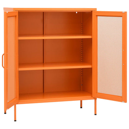Storage Cabinet Orange Steel Medium Storage Cabinet Rectangular