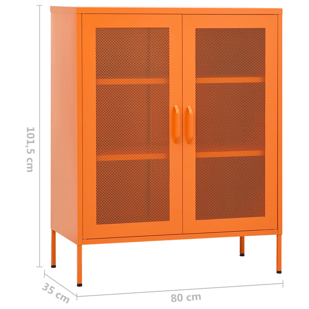 Storage Cabinet Orange Steel Medium Storage Cabinet Rectangular