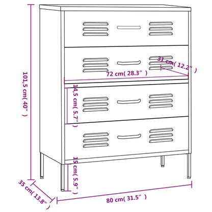 Chest of Drawers Mustard Yellow 80x35x101.5 cm Steel