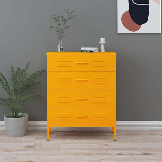 Chest of Drawer | Mustard Yellow | Steel | Medium | Levelers