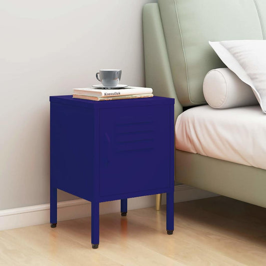 Nightstand | Navy Blue | Steel | 35x35x51 cm |  Height-Adjustable