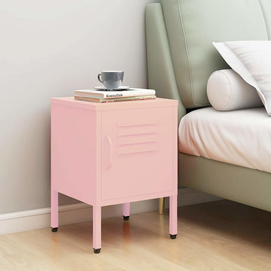 Nightstand | Pink | Steel | Small | Levelers | Nightstand | Square