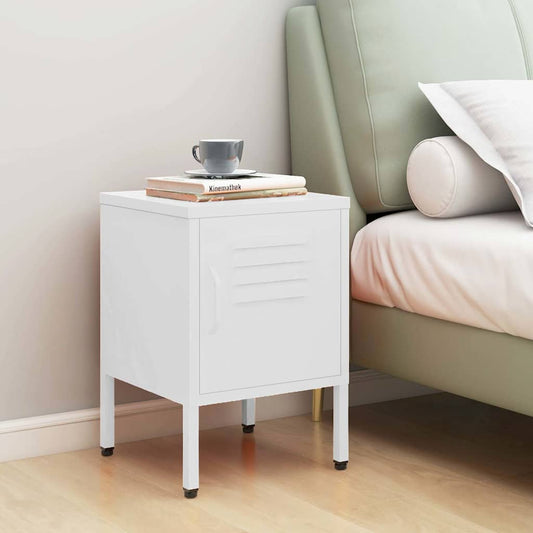 Nightstand | White | Steel | 35 x 35 x 51 cm | Nightstand | Square