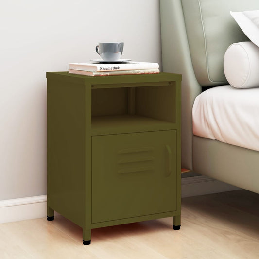 Nightstand | Olive Green | Steel | Medium | Adjustable Feet | Nightstand